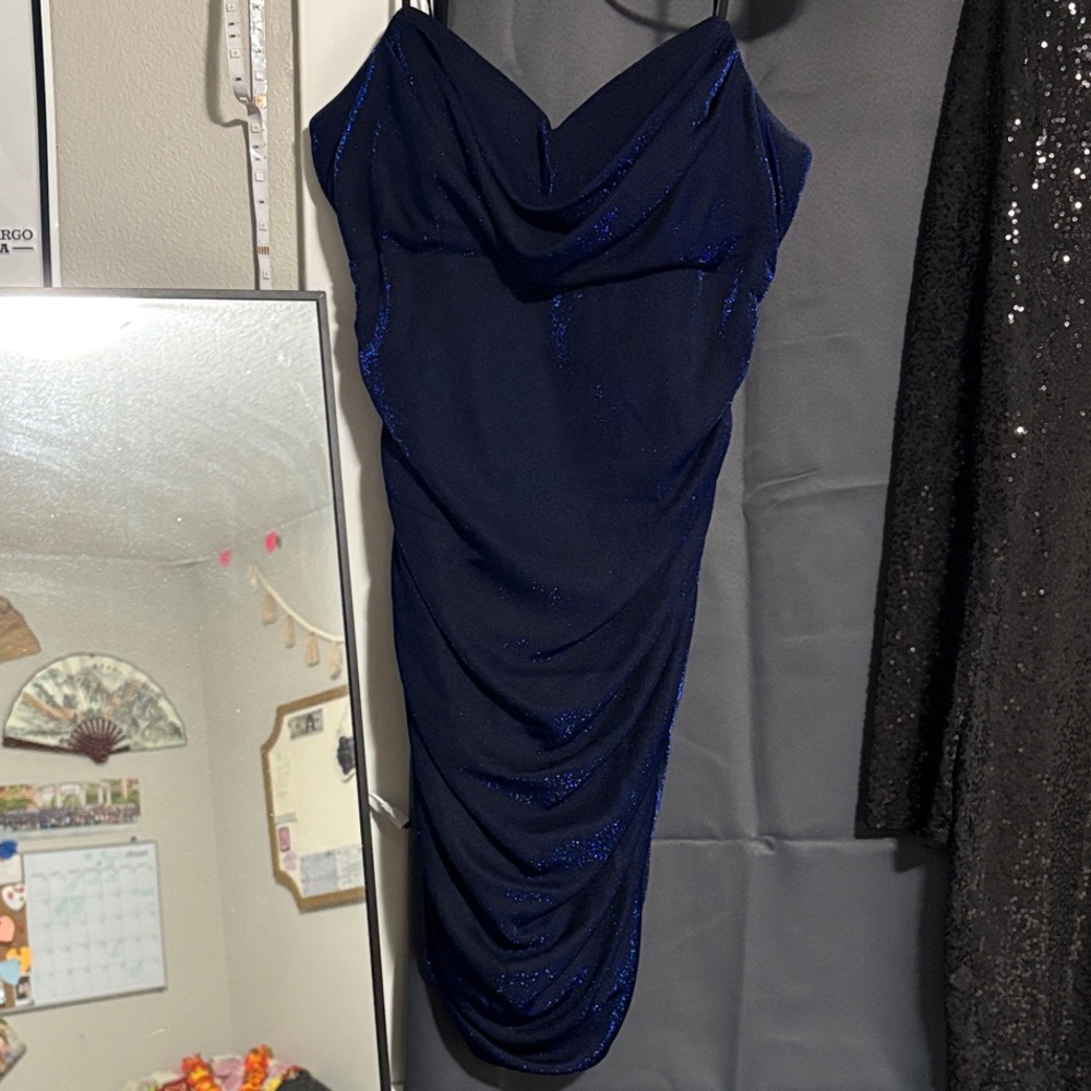 Honey and Rosie Midnight Blue Draped Mini Dress
